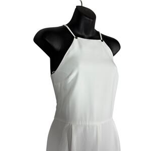 Topshop Jumpsuit Overall Off White Strappy Tank Pant Casual Bone Wide Leg - 6